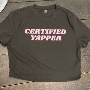 Certified Yapper Black Crop Top